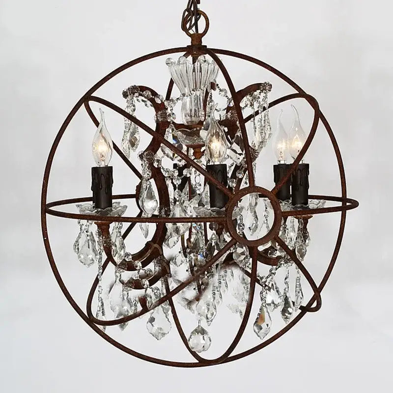 Decorbites crystal chandelier spherical dark metal light for living room
