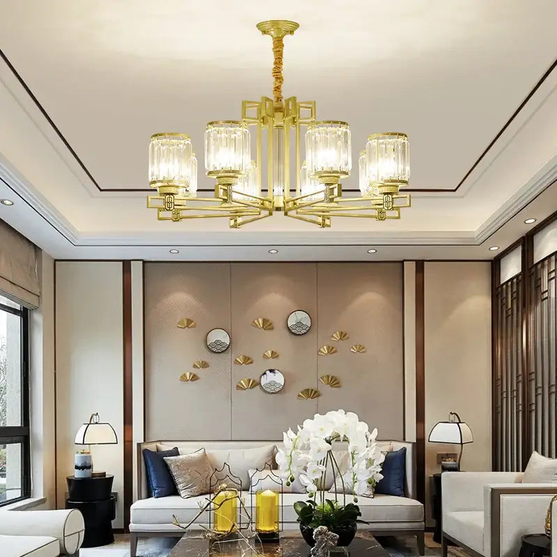 Decorbites crystal chandelier gold geometric living room light