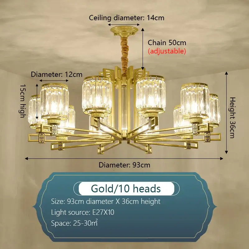 Decorbites crystal chandelier gold geometric living room light