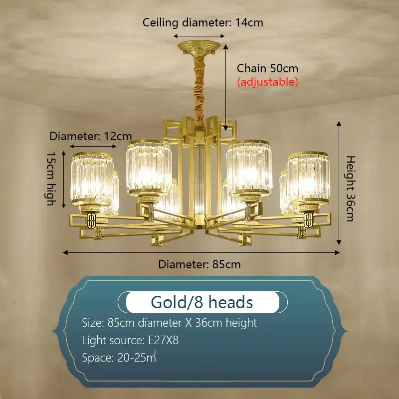 Decorbites crystal chandelier gold geometric living room light