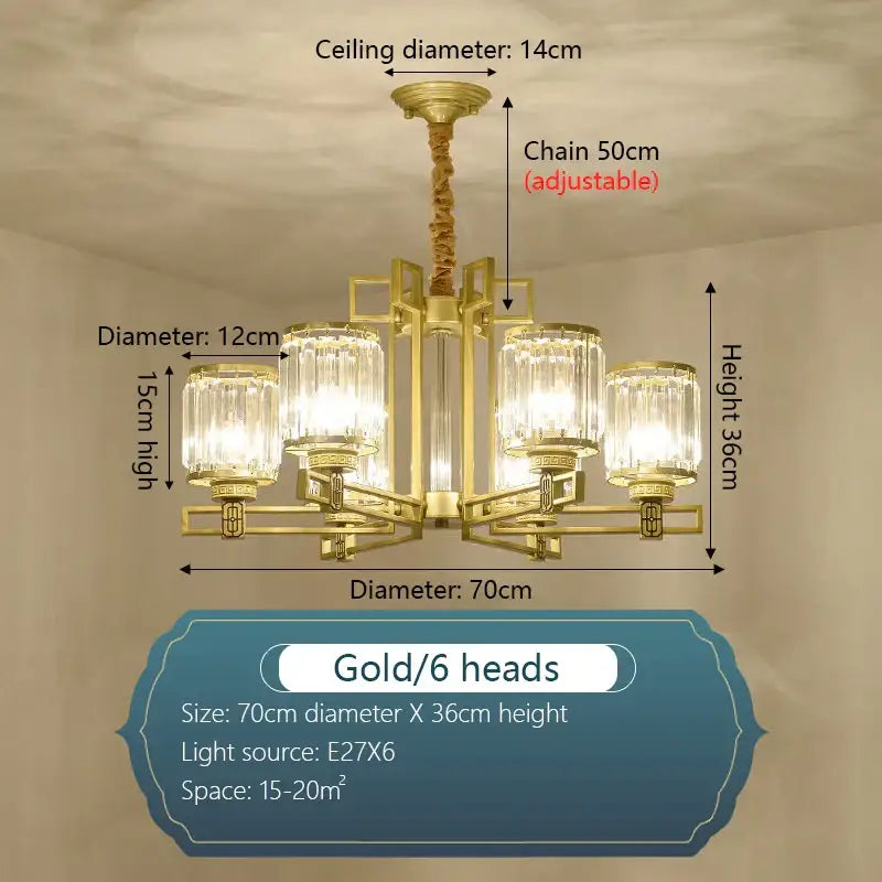Decorbites crystal chandelier gold geometric living room light
