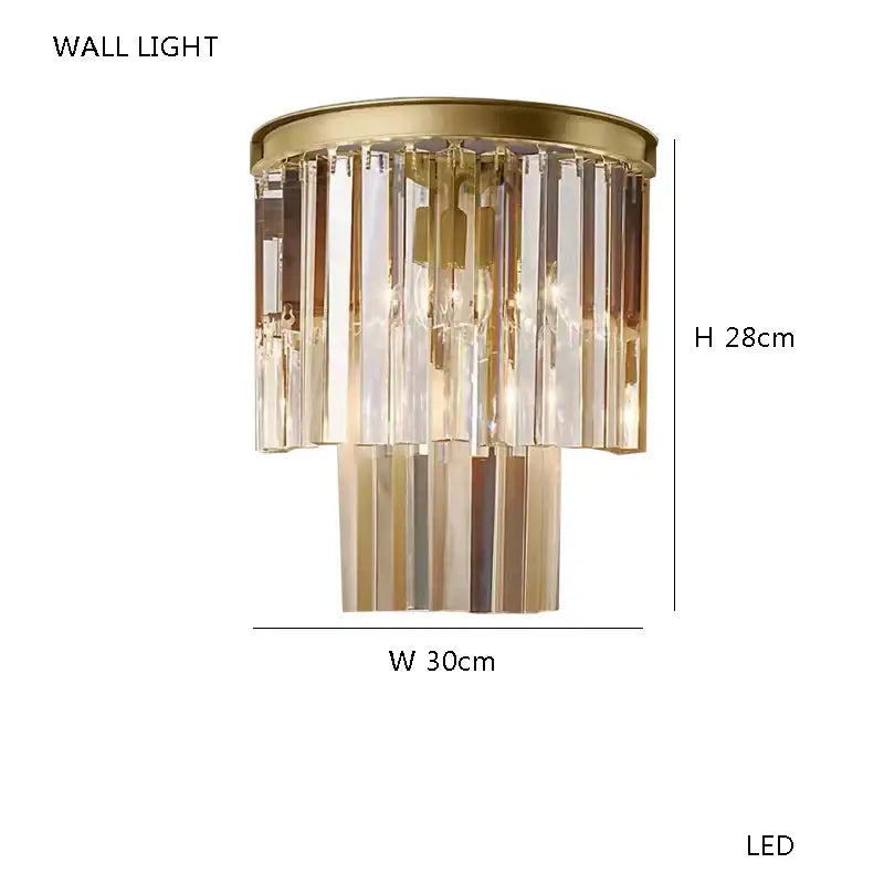 Modern copper & clear glass crystal chandelier living room light