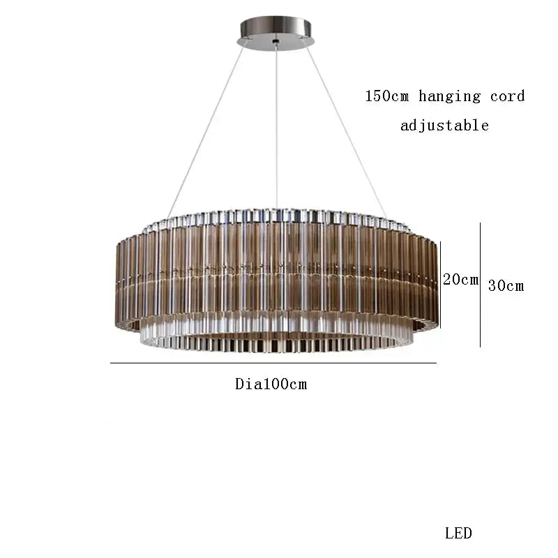 Modern copper & clear glass crystal chandelier living room light