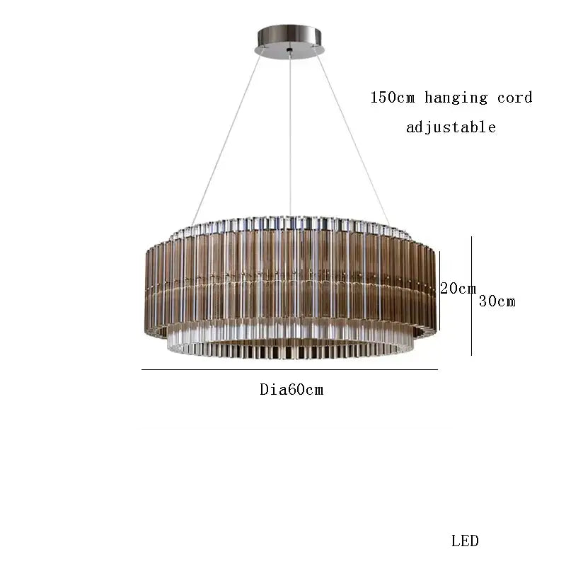 Modern copper & clear glass crystal chandelier living room light