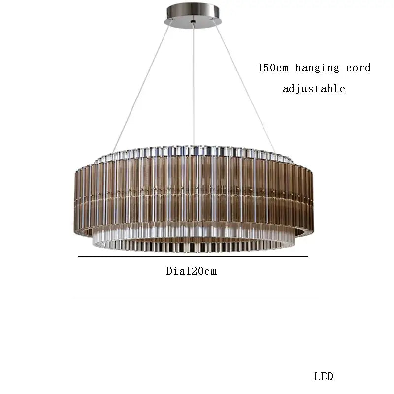 Modern copper & clear glass crystal chandelier living room light