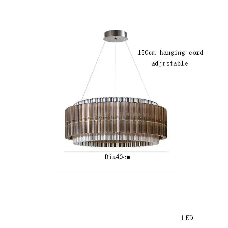 Modern copper & clear glass crystal chandelier living room light