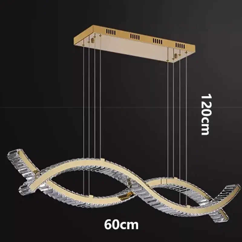 Modern gold rectangular decorbites crystal chandelier dining room light