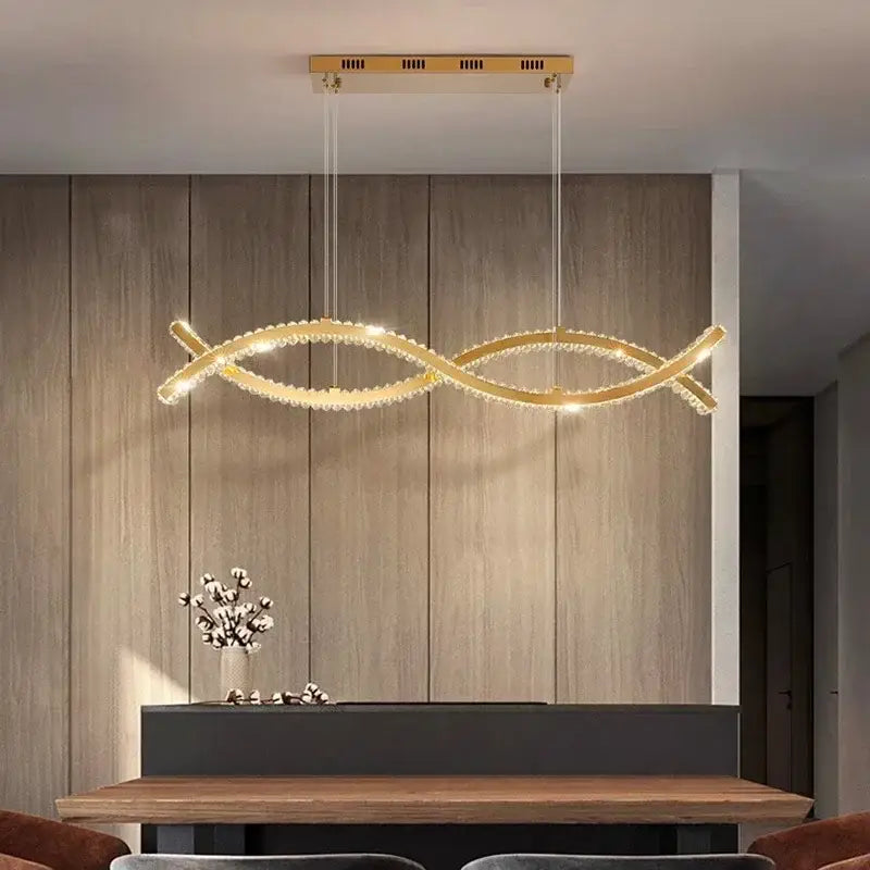 Modern gold rectangular decorbites crystal chandelier dining room light