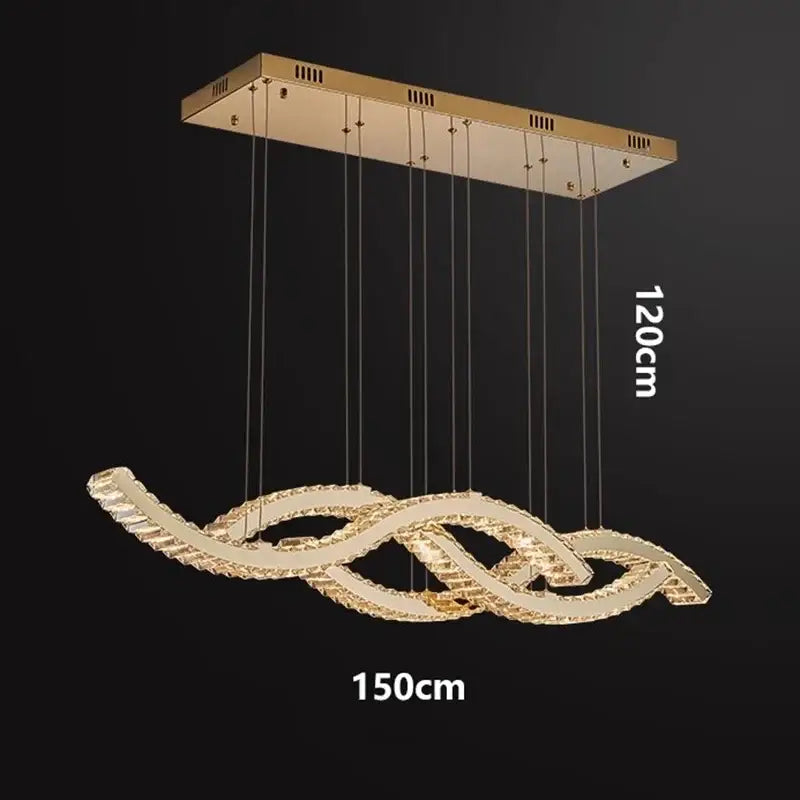 Modern gold rectangular decorbites crystal chandelier dining room light