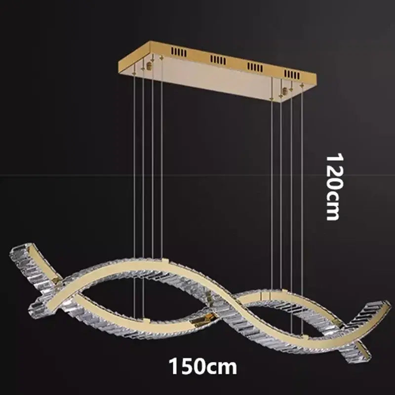 Modern gold rectangular decorbites crystal chandelier dining room light