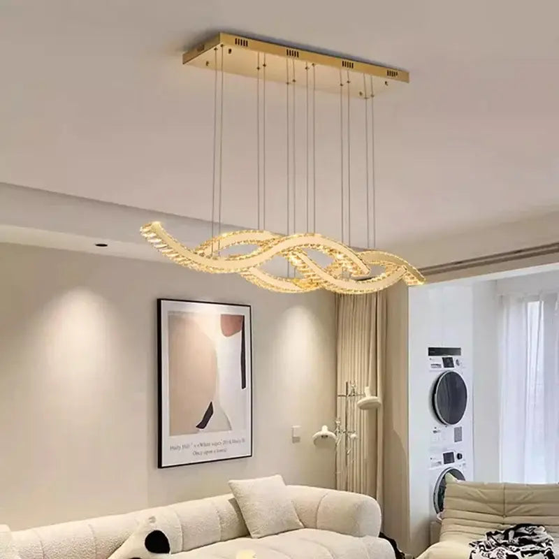 Modern gold rectangular decorbites crystal chandelier dining room light
