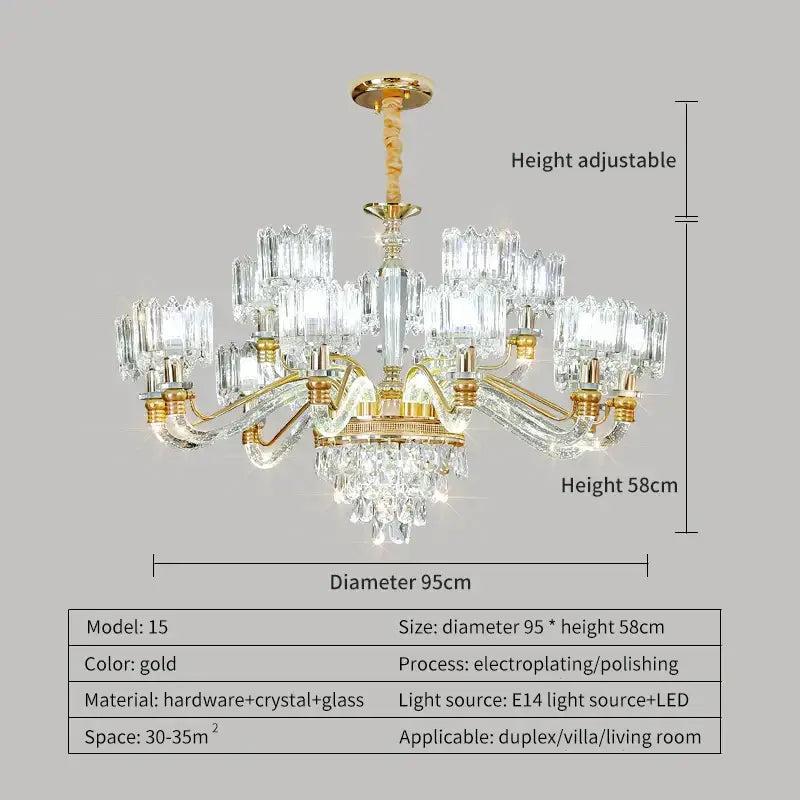 Elegant gold decorbites crystal chandelier for living room