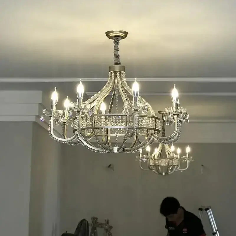 Antique silver decorbites crystal chandelier for dining room
