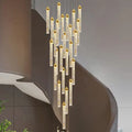 Golden tipped crystal chandelier living room cascading glass lamp