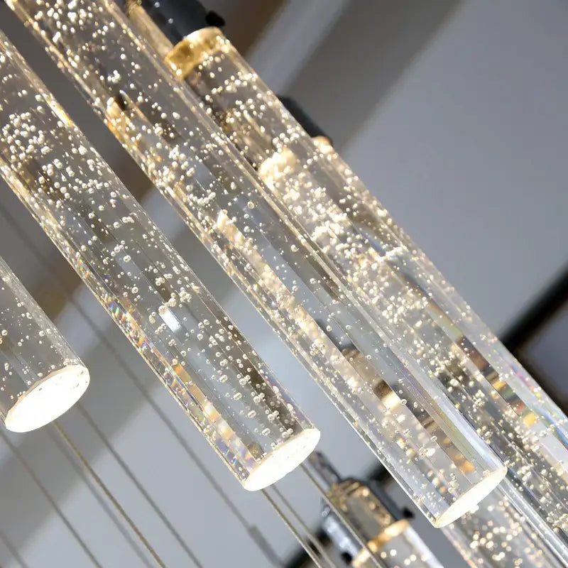 Golden tipped crystal chandelier living room cascading glass lamp