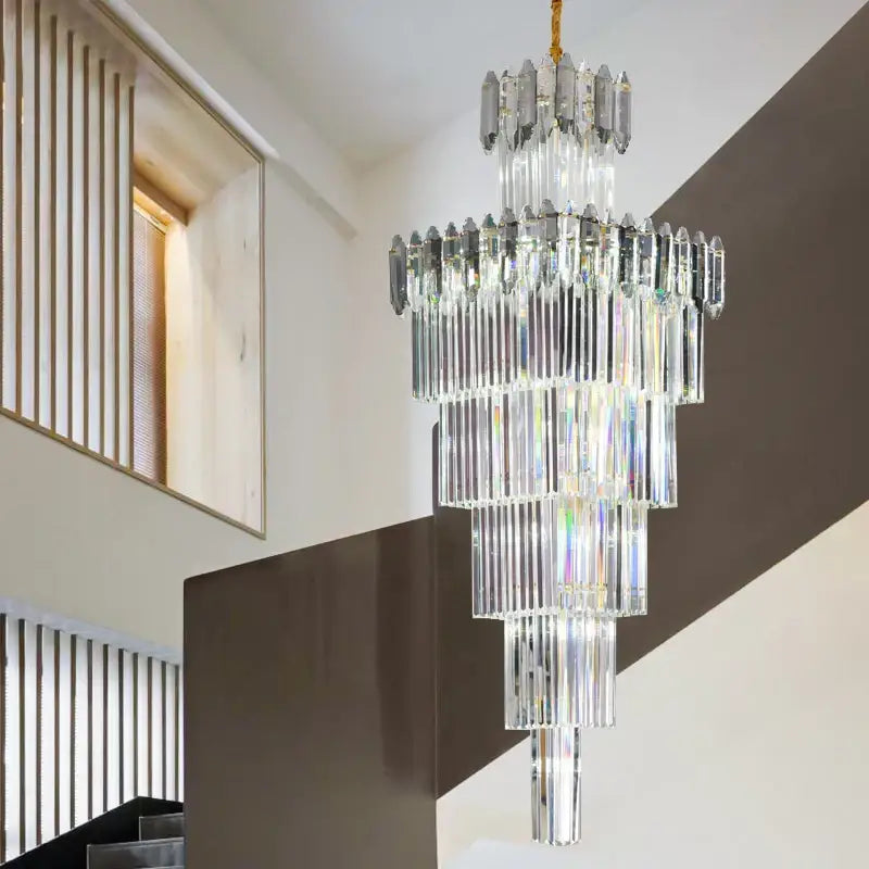 Luxury gold and frosted crystal chandelier dining room light fixture
