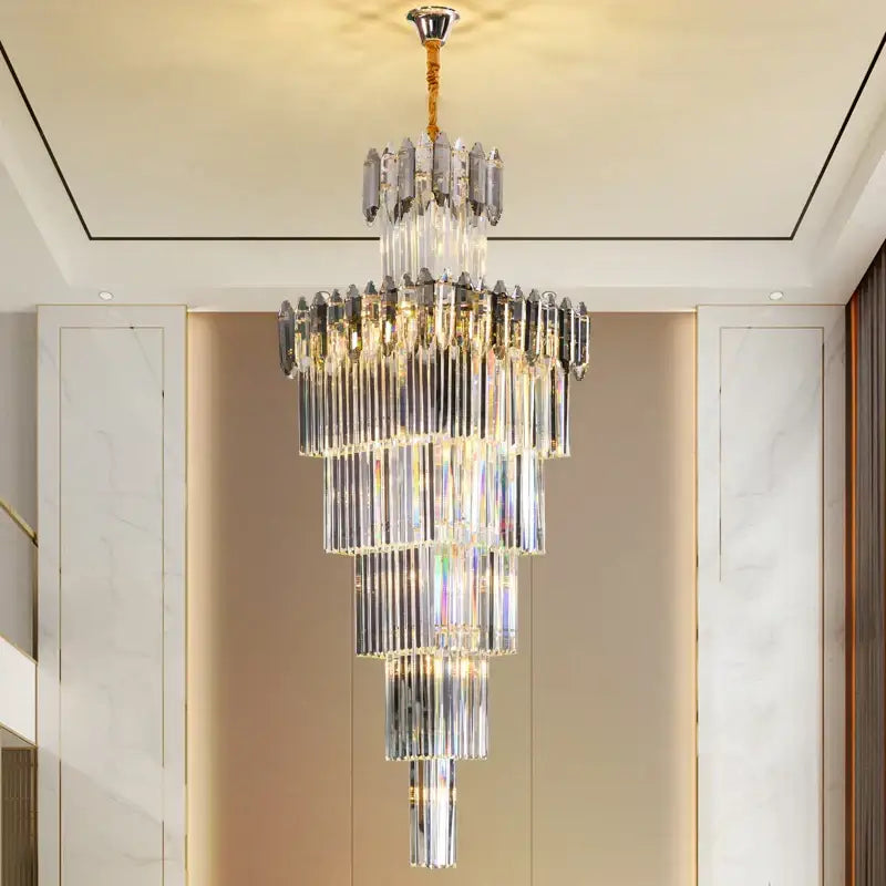 Luxury gold and frosted crystal chandelier dining room light fixture