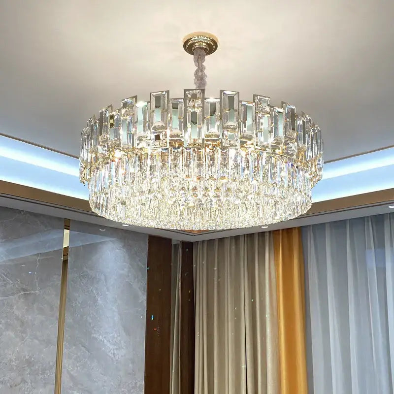 Modern black crystal chandelier living room glass prism light
