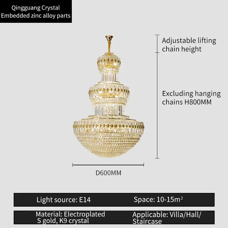 Elegant gold multi tiered decorbites crystal chandelier for hotel lobby