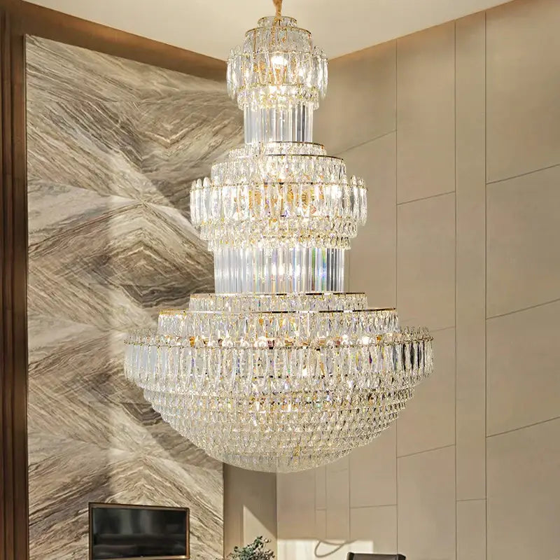 Elegant gold multi tiered decorbites crystal chandelier for hotel lobby