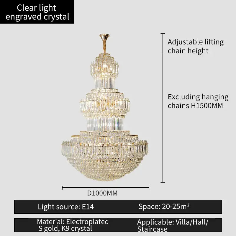 Elegant gold multi tiered decorbites crystal chandelier for hotel lobby