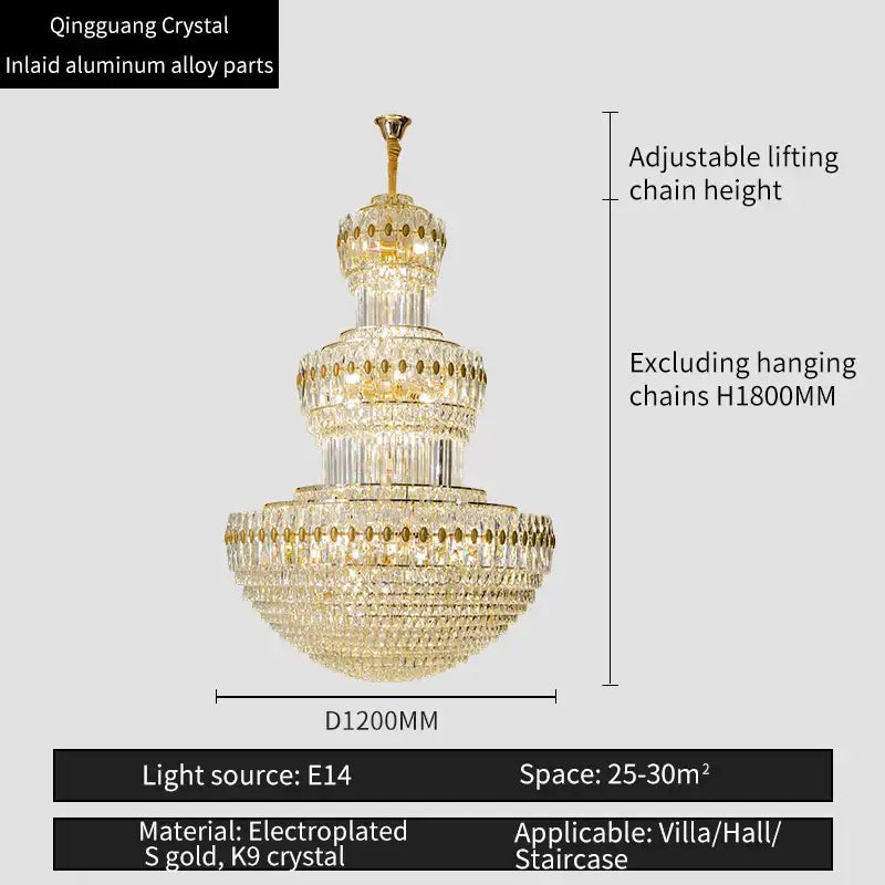 Elegant gold multi tiered decorbites crystal chandelier for hotel lobby