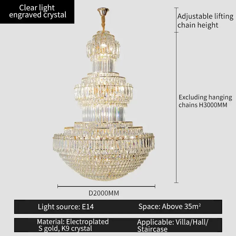 Elegant gold multi tiered decorbites crystal chandelier for hotel lobby