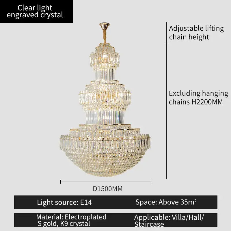 Elegant gold multi tiered decorbites crystal chandelier for hotel lobby