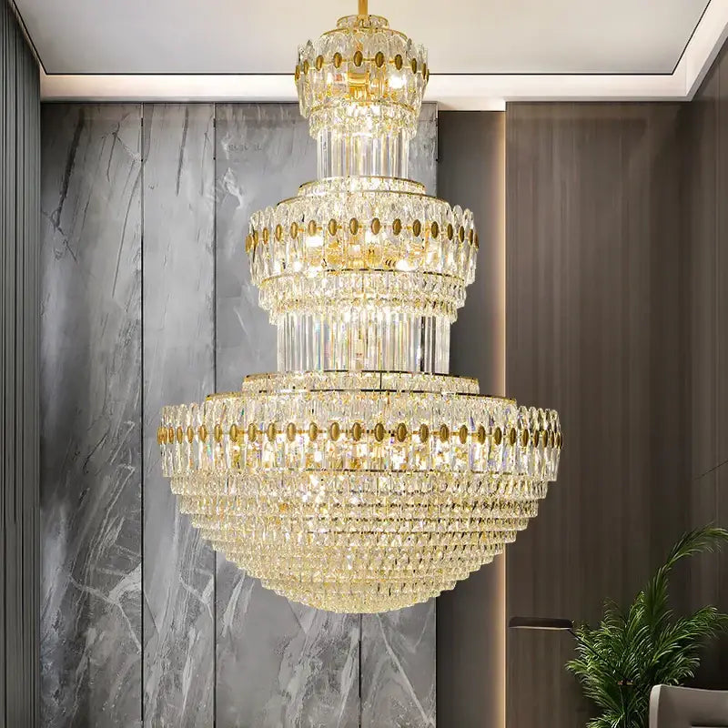 Elegant gold multi tiered decorbites crystal chandelier for hotel lobby