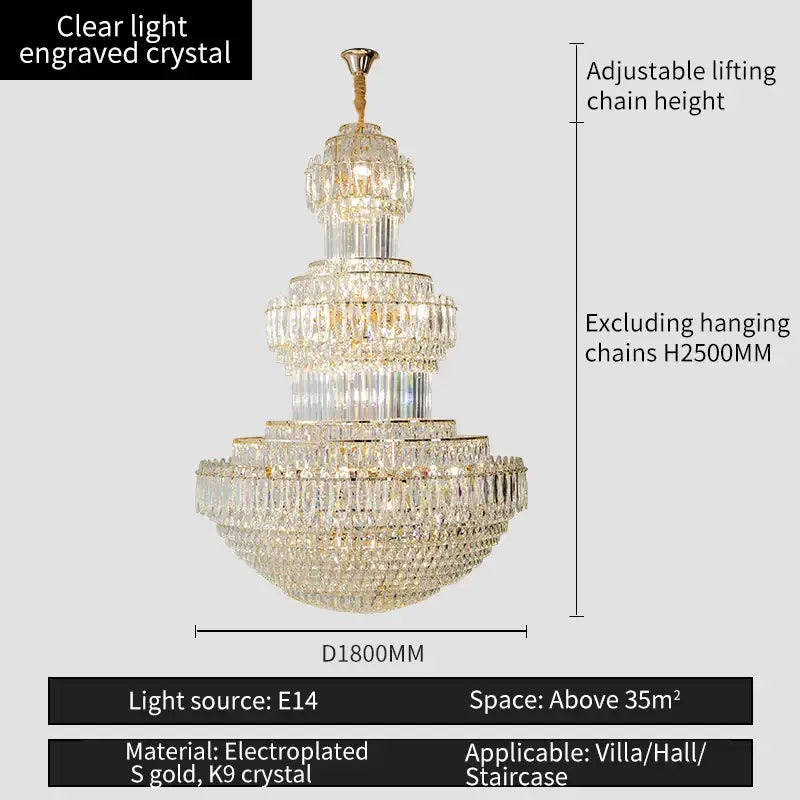 Elegant gold multi tiered decorbites crystal chandelier for hotel lobby