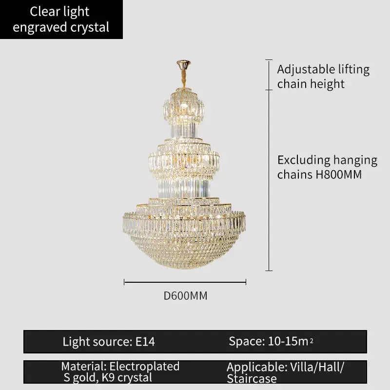Elegant gold multi tiered decorbites crystal chandelier for hotel lobby