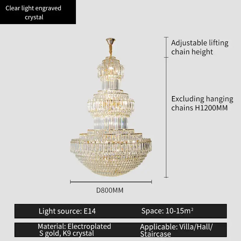 Elegant gold multi tiered decorbites crystal chandelier for hotel lobby