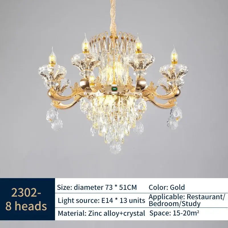 Classic european gold decorbites crystal chandelier dining room light