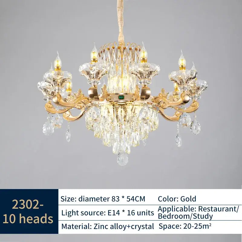 Classic european gold decorbites crystal chandelier dining room light