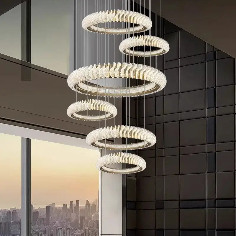 Modern spiral white crystal chandelier dining room led pendant light