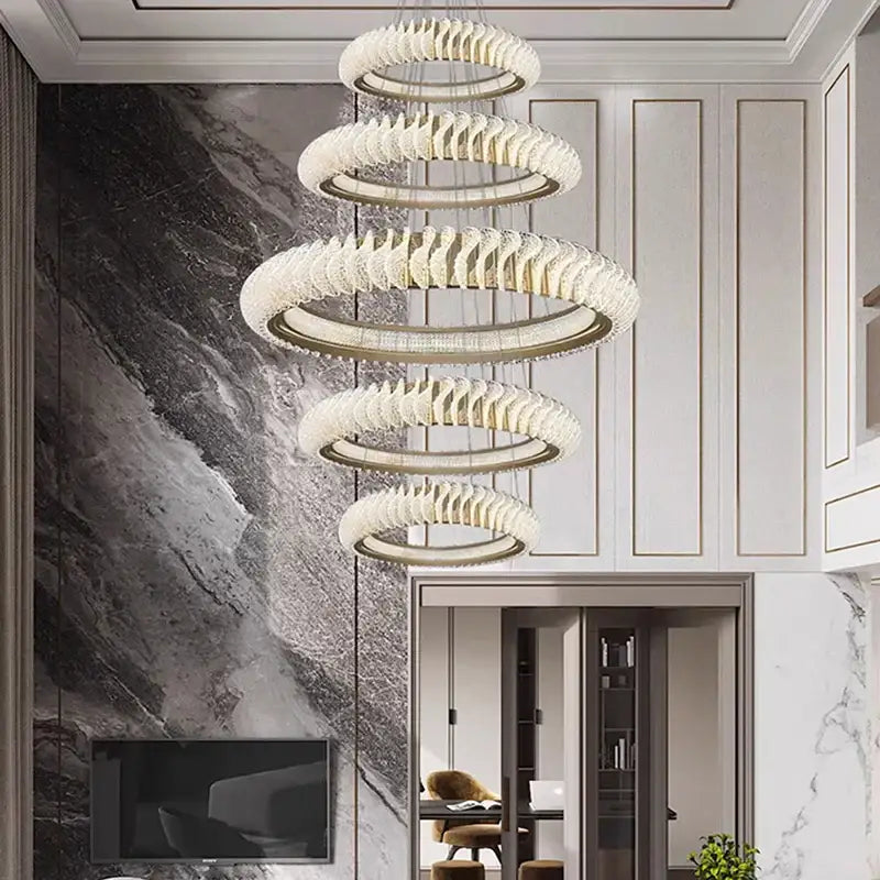 Modern spiral white crystal chandelier dining room led pendant light