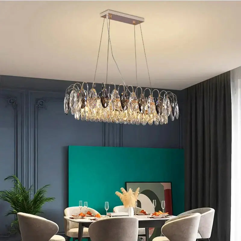 Decorbites crystal chandelier gold & amber living room light