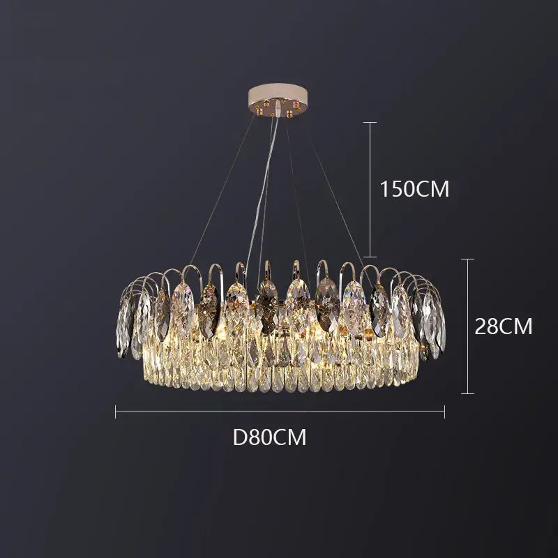 Decorbites crystal chandelier gold & amber living room light