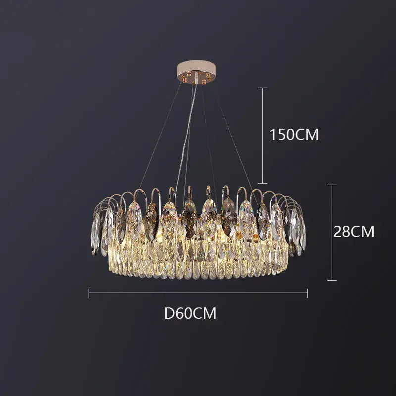Decorbites crystal chandelier gold & amber living room light