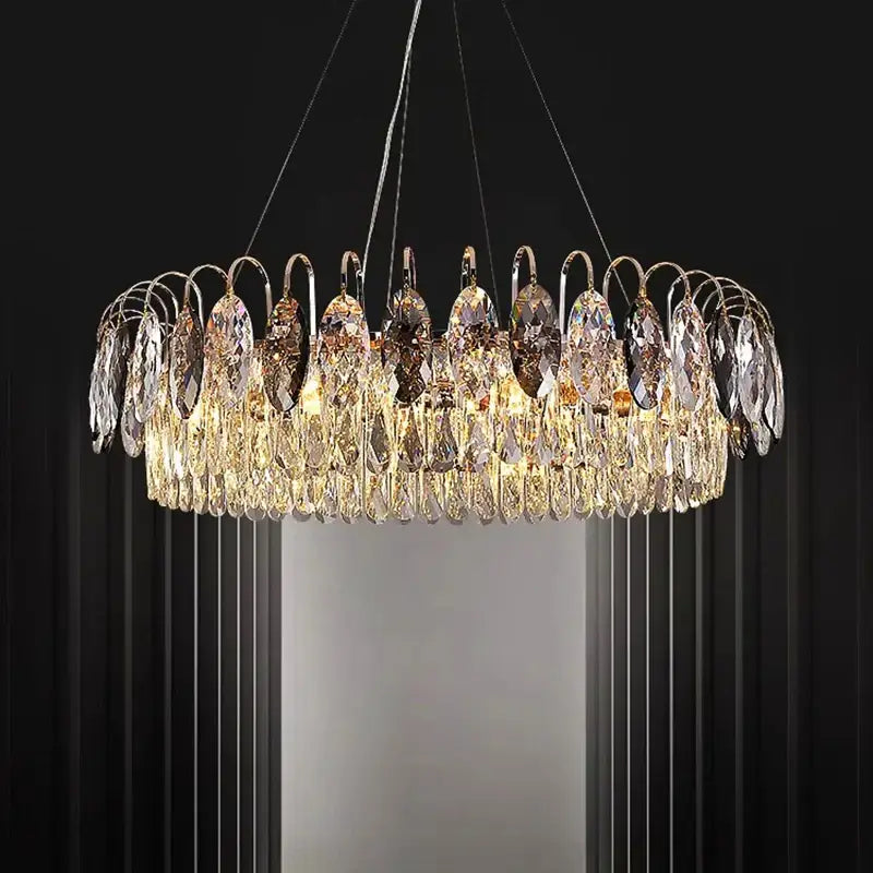 Decorbites crystal chandelier gold & amber living room light