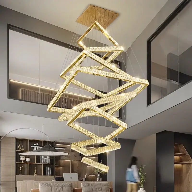 Modern golden geometric decorbites crystal chandelier living room light