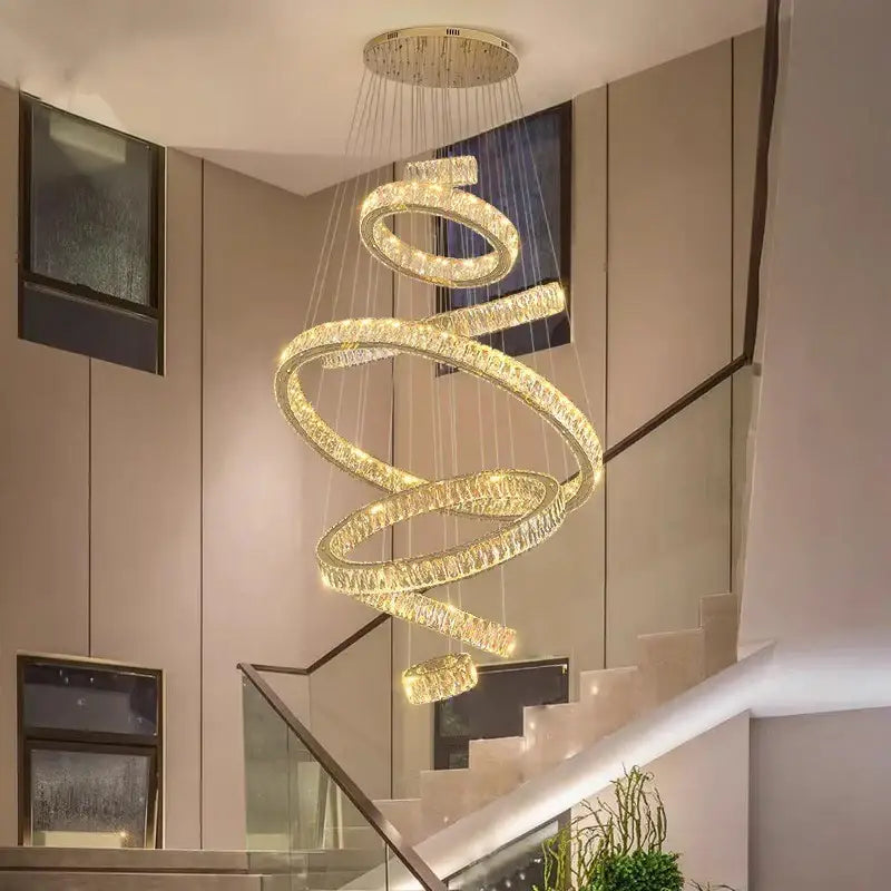 Golden spiral decorbites crystal chandelier living room pendant light