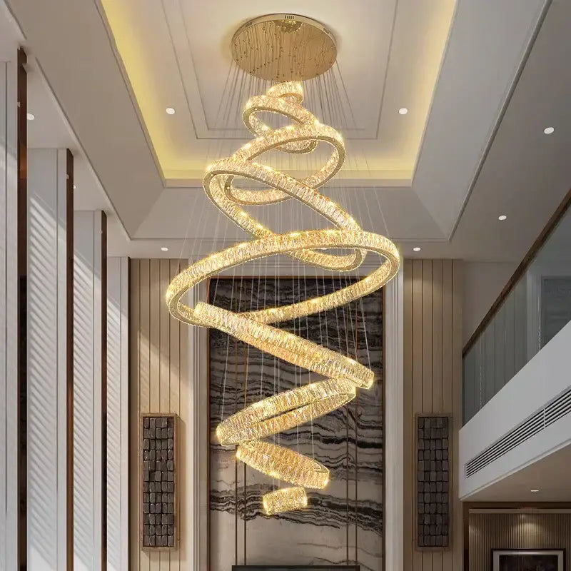 Golden spiral decorbites crystal chandelier living room pendant light