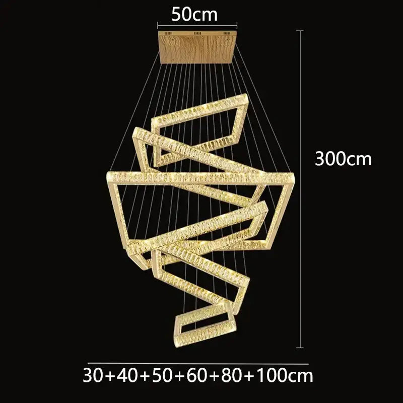 Modern golden geometric decorbites crystal chandelier living room light