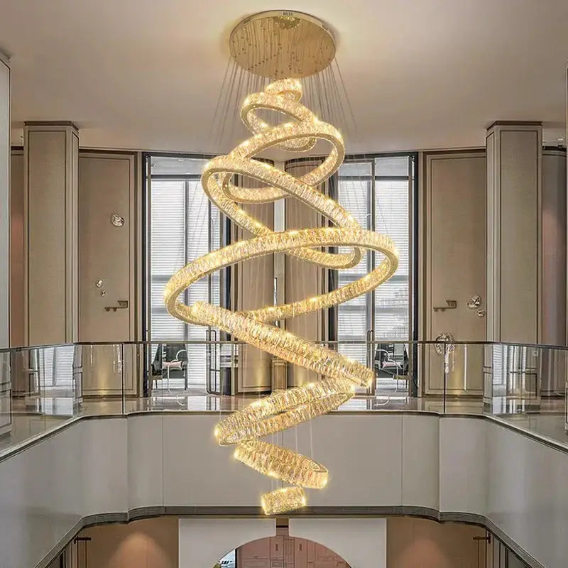 Golden spiral decorbites crystal chandelier living room pendant light