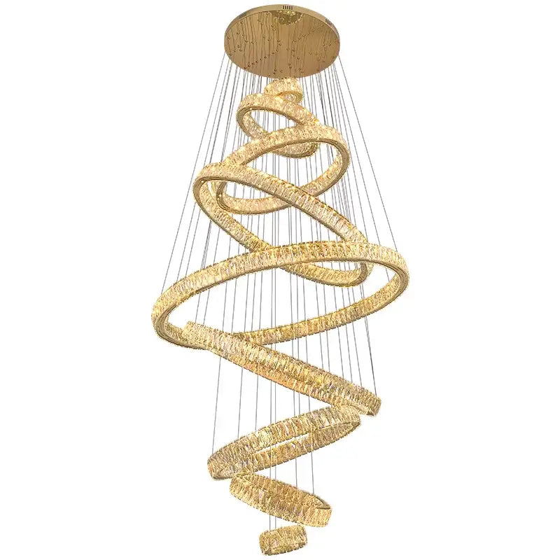Golden spiral decorbites crystal chandelier living room pendant light