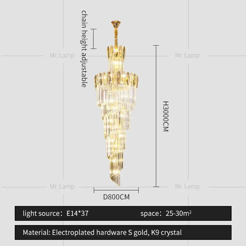 Decorbites crystal chandelier gold multi tier staircase light