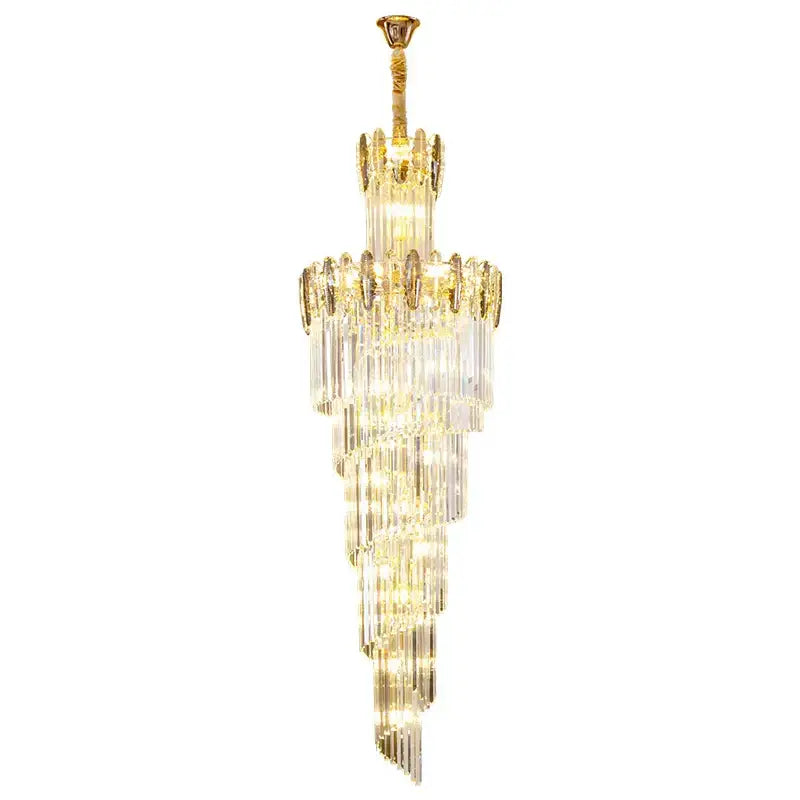 Decorbites crystal chandelier gold multi tier staircase light