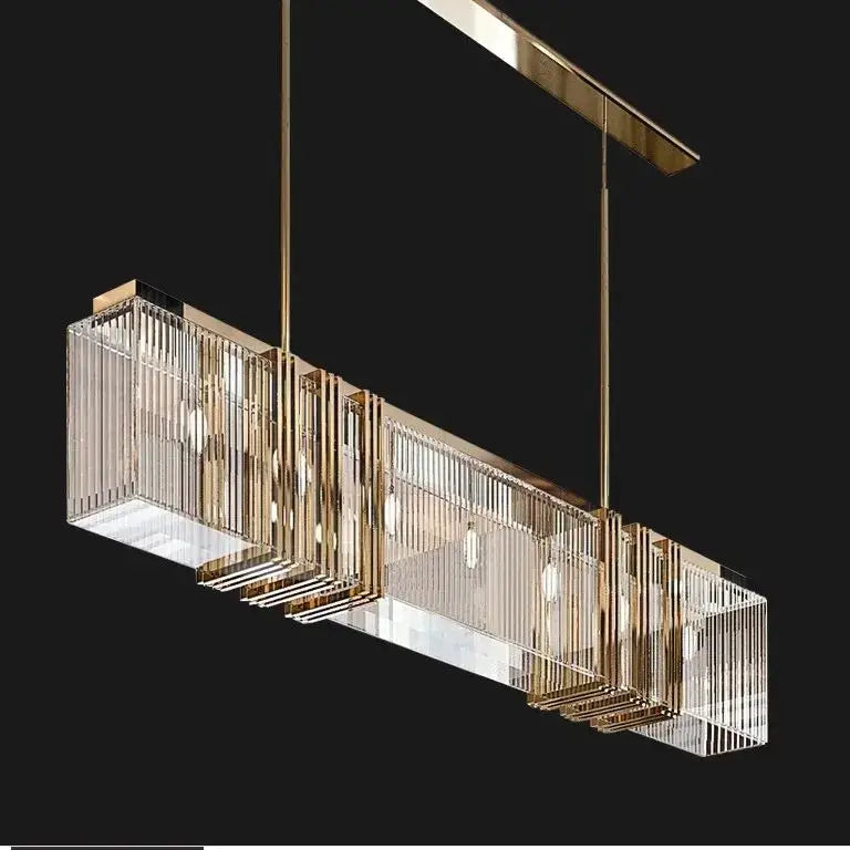 Decorbites crystal chandelier gold rectangular dining room light