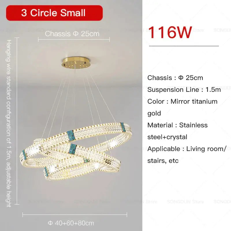Modern spiral gold decorbites crystal chandelier for dining room